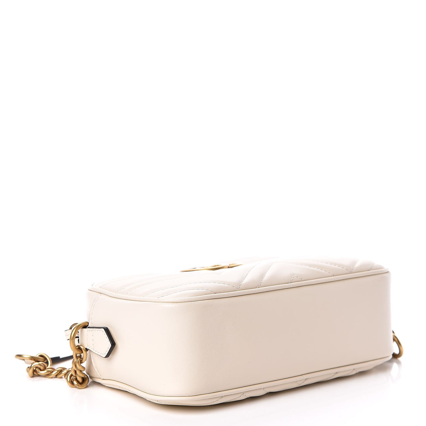 Calfskin Matelasse Small GG Marmont Chain Shoulder Bag White
