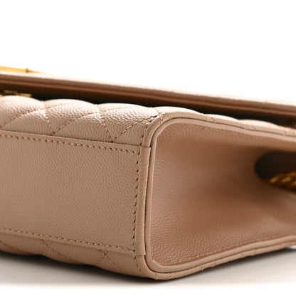 Saint Laurent Grain De Poudre Textured Mixed Matelasse Medium Triquilt Monogram Satchel Dark Beige 10 of 12