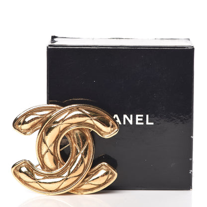 Chanel Metal Quilted Large CC Brooch Gold 5 of 5