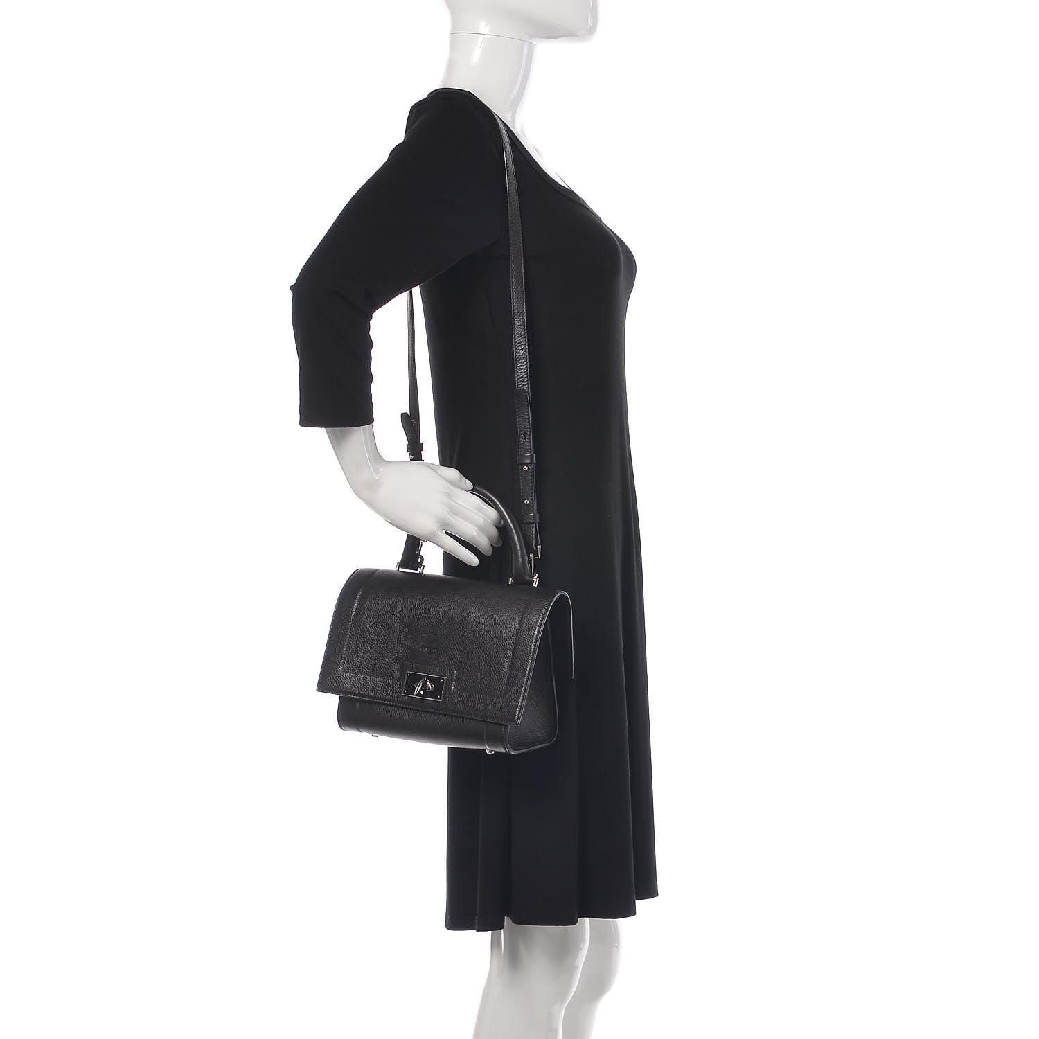 Givenchy Grained Calfskin Mini Shark Lock Satchel Black 2 of 9