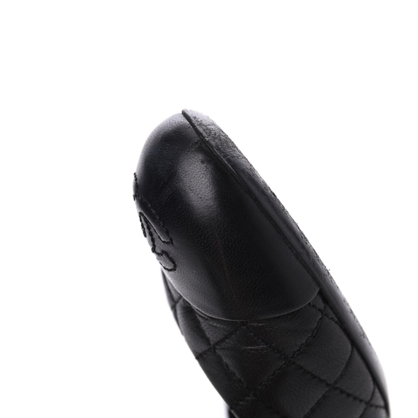 Lambskin Quilted CC Cap Toe Ballerina Flats 36.5 Black