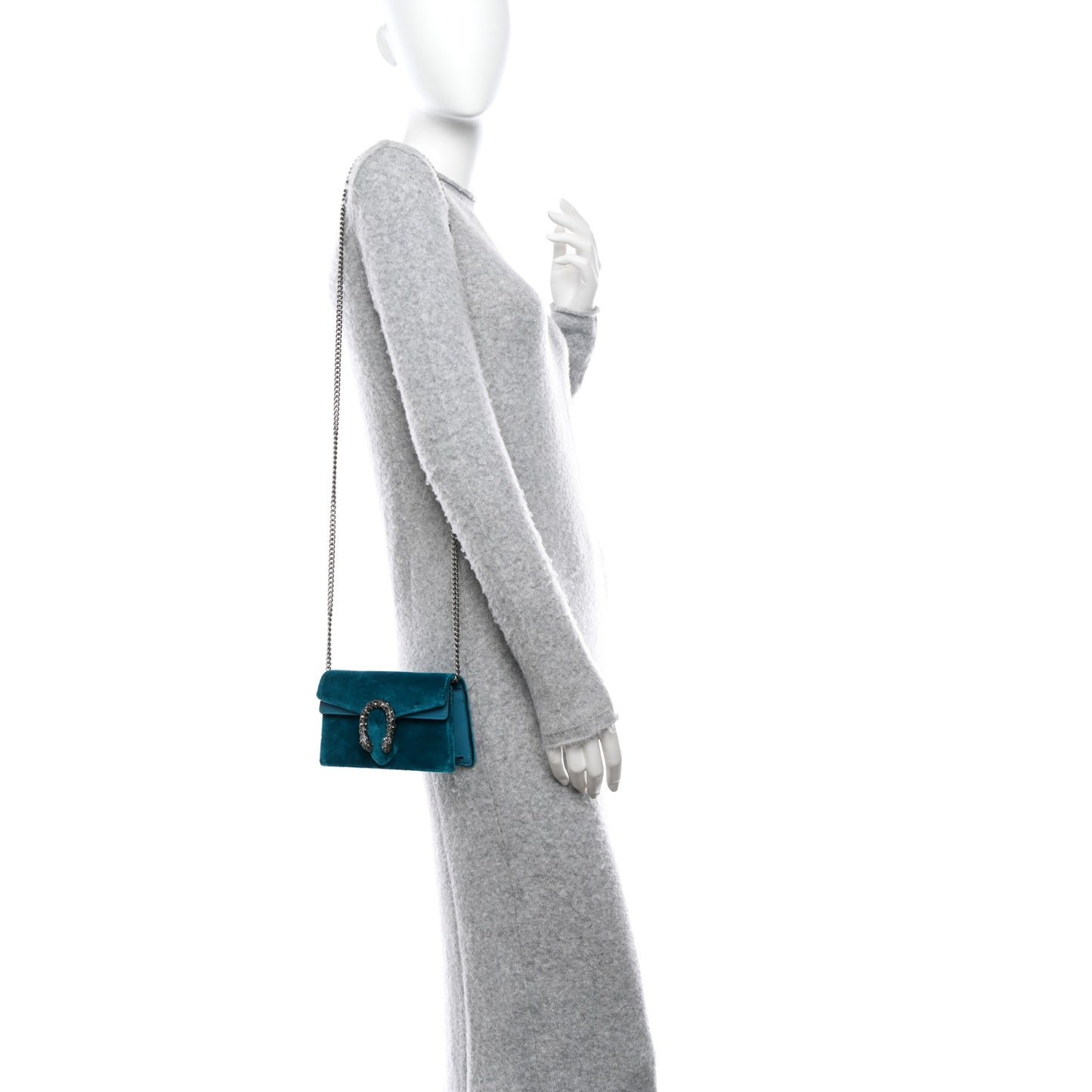 Velvet Super Mini Dionysus Shoulder Bag Pavone Cyan