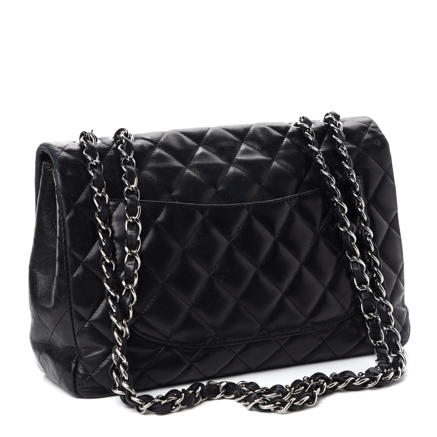 Lambskin Quilted Jumbo Single Flap Black