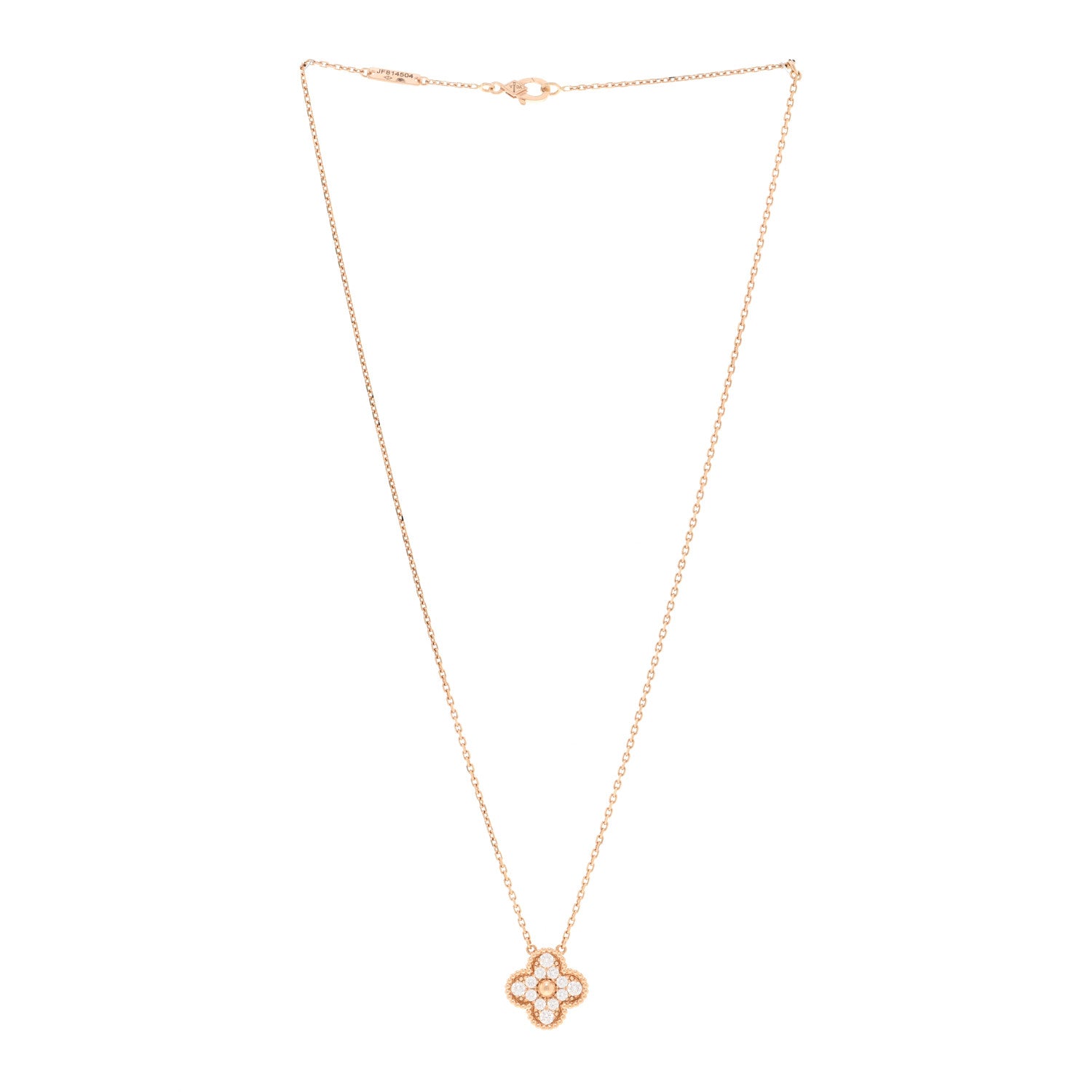 Van Cleef & Arpels 18K Rose Gold Diamond Vintage Alhambra Pendant Necklace 3 of 5