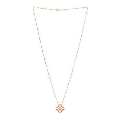 Van Cleef & Arpels 18K Rose Gold Diamond Vintage Alhambra Pendant Necklace 3 of 5