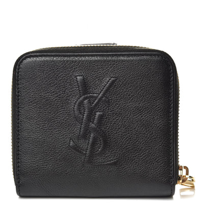 Saint Laurent Calfskin Belle de Jour Zip Around French Wallet Black 1 of 8