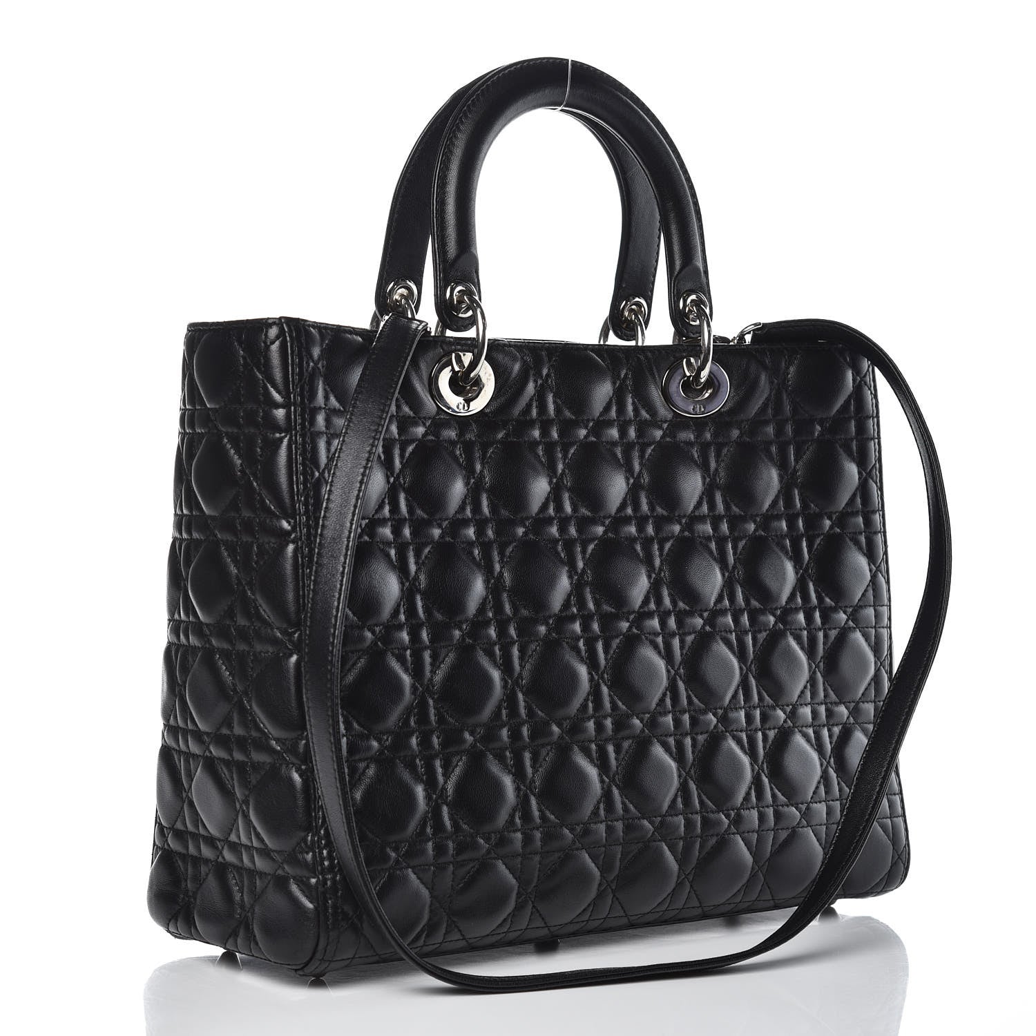 Christian Dior Lambskin Cannage Large Lady Dior Black 3 of 11