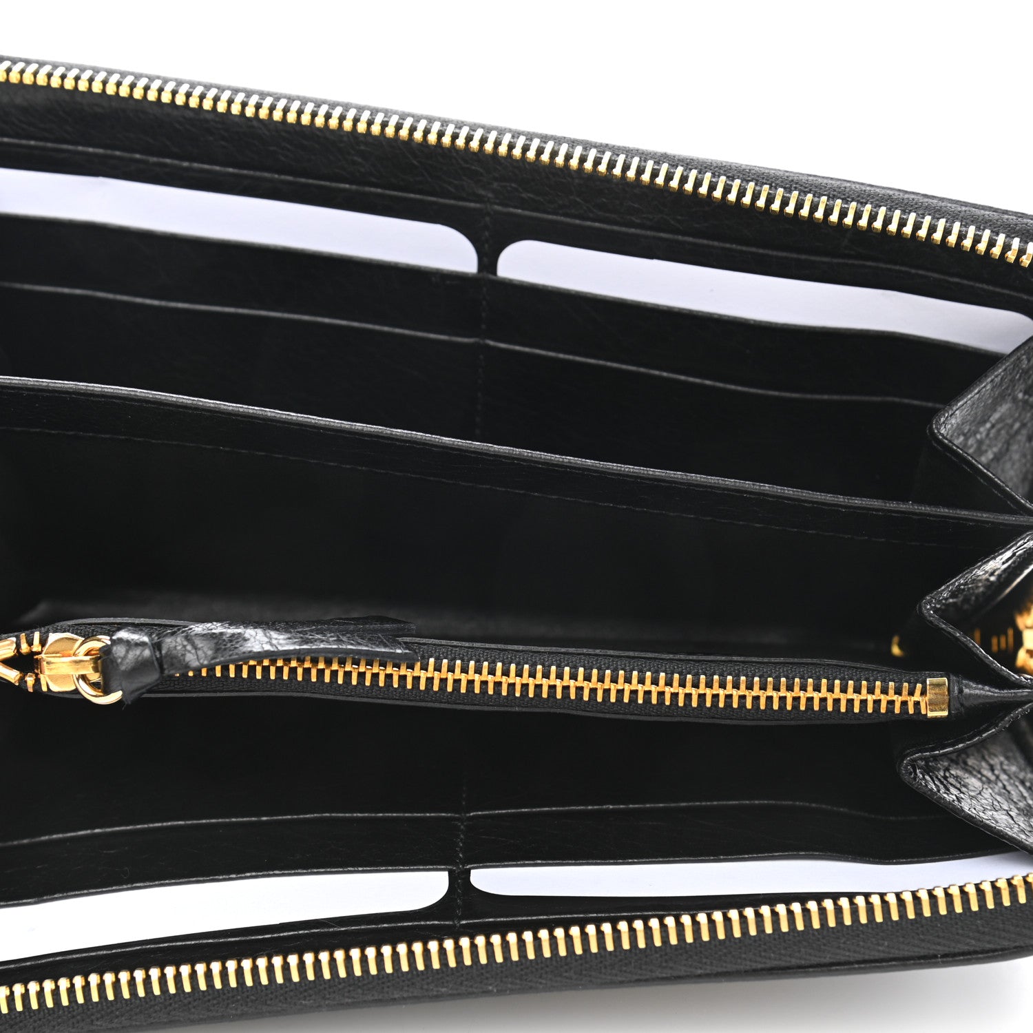 Balenciaga Agneau Classic Gold Hardware Continental Zip Around Wallet Black 5 of 9