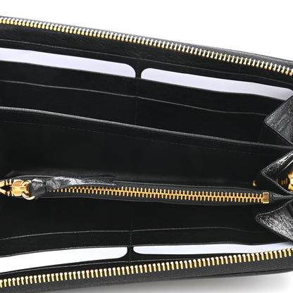 Balenciaga Agneau Classic Gold Hardware Continental Zip Around Wallet Black 5 of 9