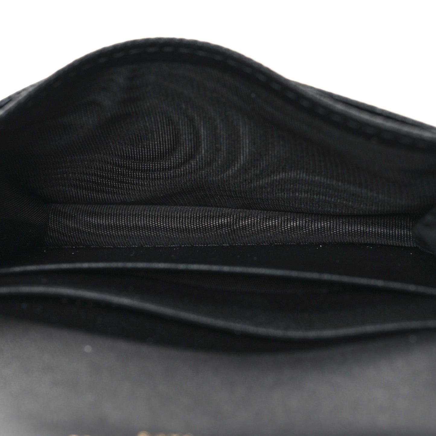 Grained Calfskin Saddle Card Holder Black