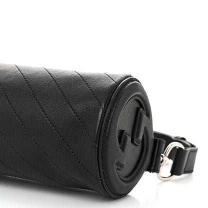 Gucci Sakai Be Green Calfskin Diagonal Stitched Mini Blondie Barrel Shoulder Bag Black 9 of 9