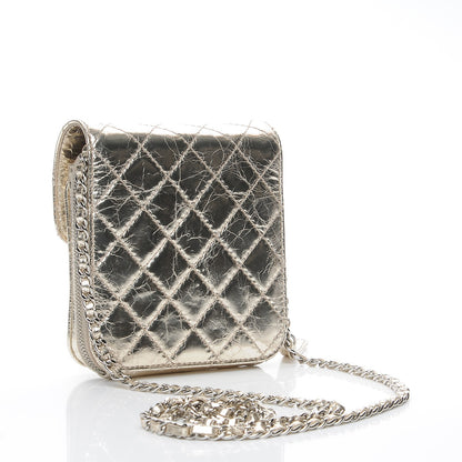 Chanel Crackled Aged Calfskin Mini Crossbody Flap Gold 3 of 9