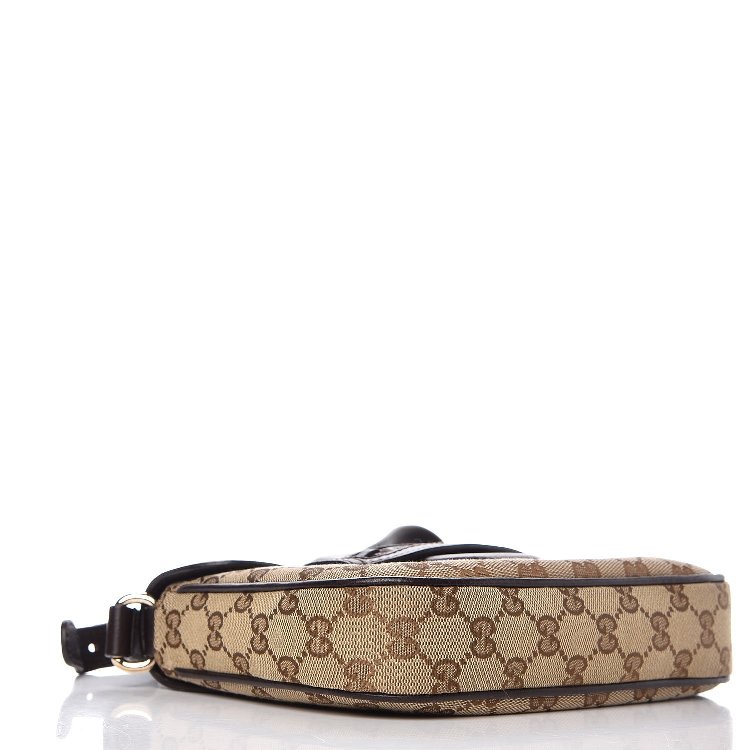 Gucci Monogram Pebbled Calfskin Web Small Dressage Shoulder Bag Dark Brown 4 of 7