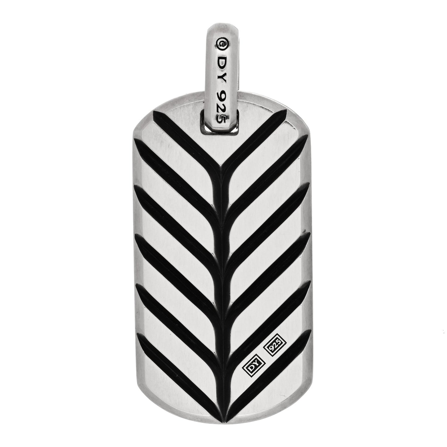 Sterling Silver Black Onyx Exotic Stone Dog Tag Pendant