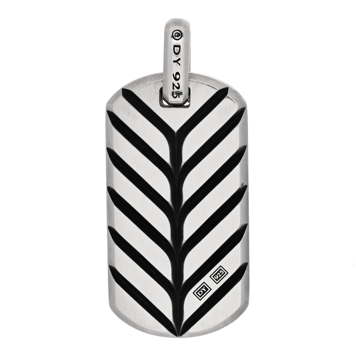 David Yurman Sterling Silver Black Onyx Exotic Stone Dog Tag Pendant 3 of 4