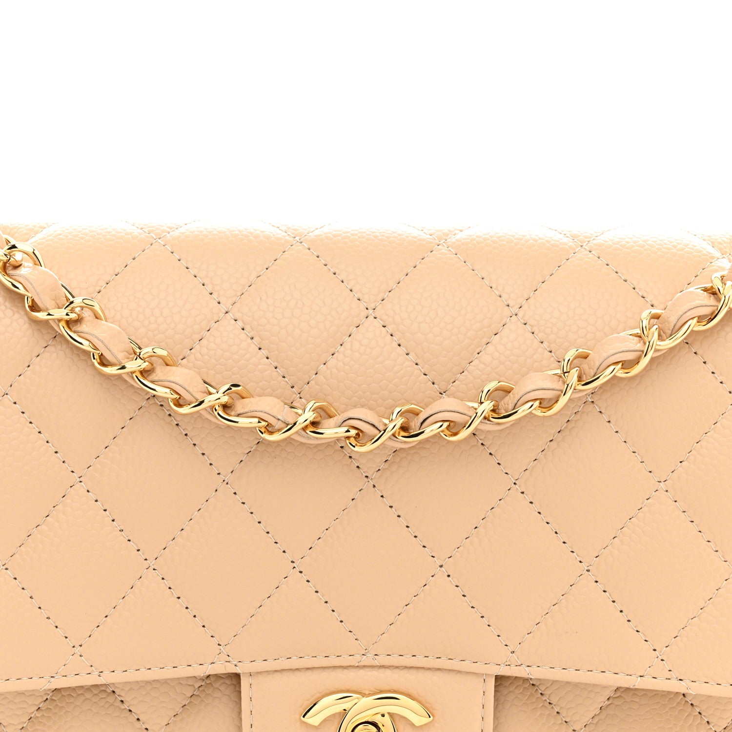 Chanel Caviar Quilted Medium Double Flap Beige 8 of 10