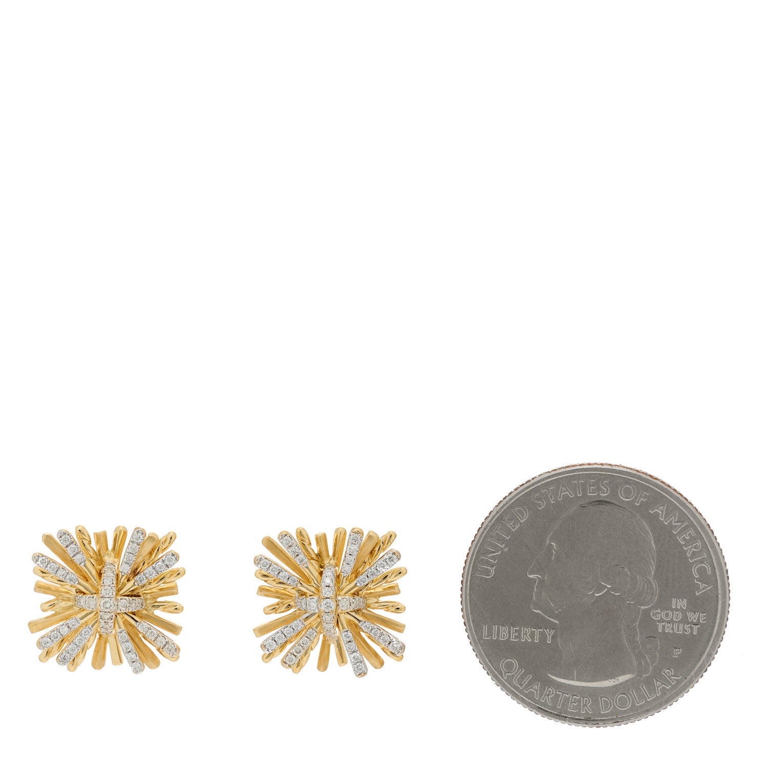 David Yurman 18K Yellow Gold Diamond Angelika Spray Stud Earrings 2 of 4