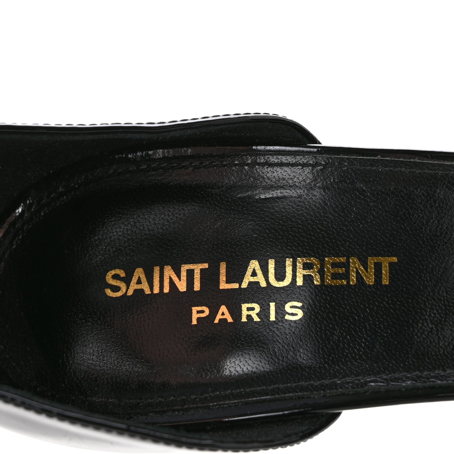 Saint Laurent Patent Calfskin Opyum 110 Sandals 40.5 Black Gold