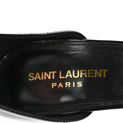 Saint Laurent Patent Calfskin Opyum 110 Sandals 40.5 Black Gold 8 of 10