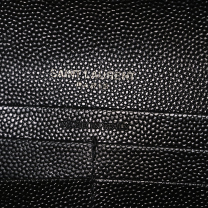 Saint Laurent Grain De Poudre Matelasse Chevron Monogram Monochrome Flap Wallet Black 6 of 8