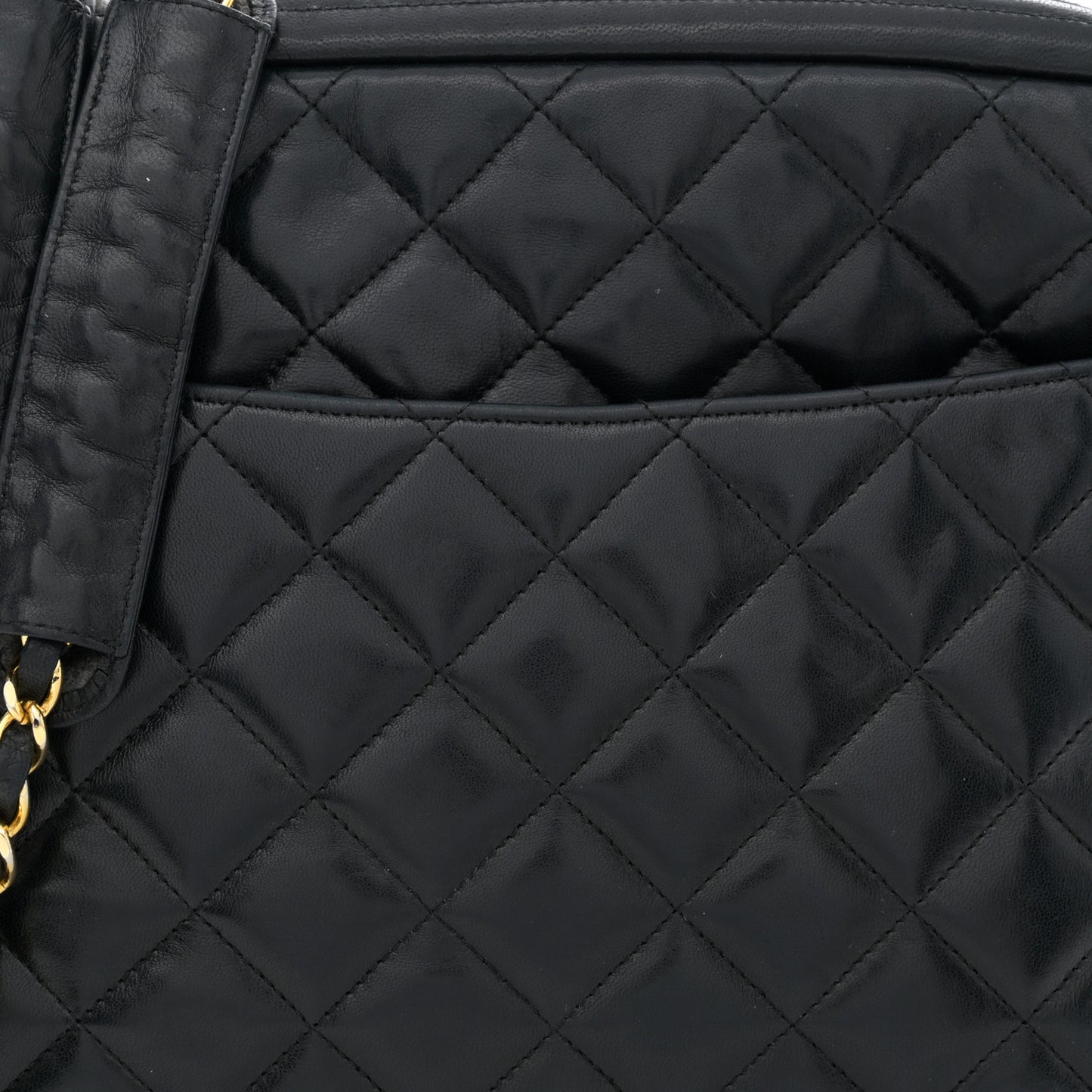 Lambskin Quilted Camera Case Black