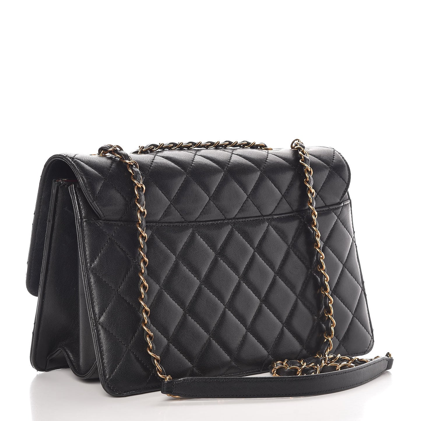 Sheepskin Quilted Large Beauty Lock Flap Black