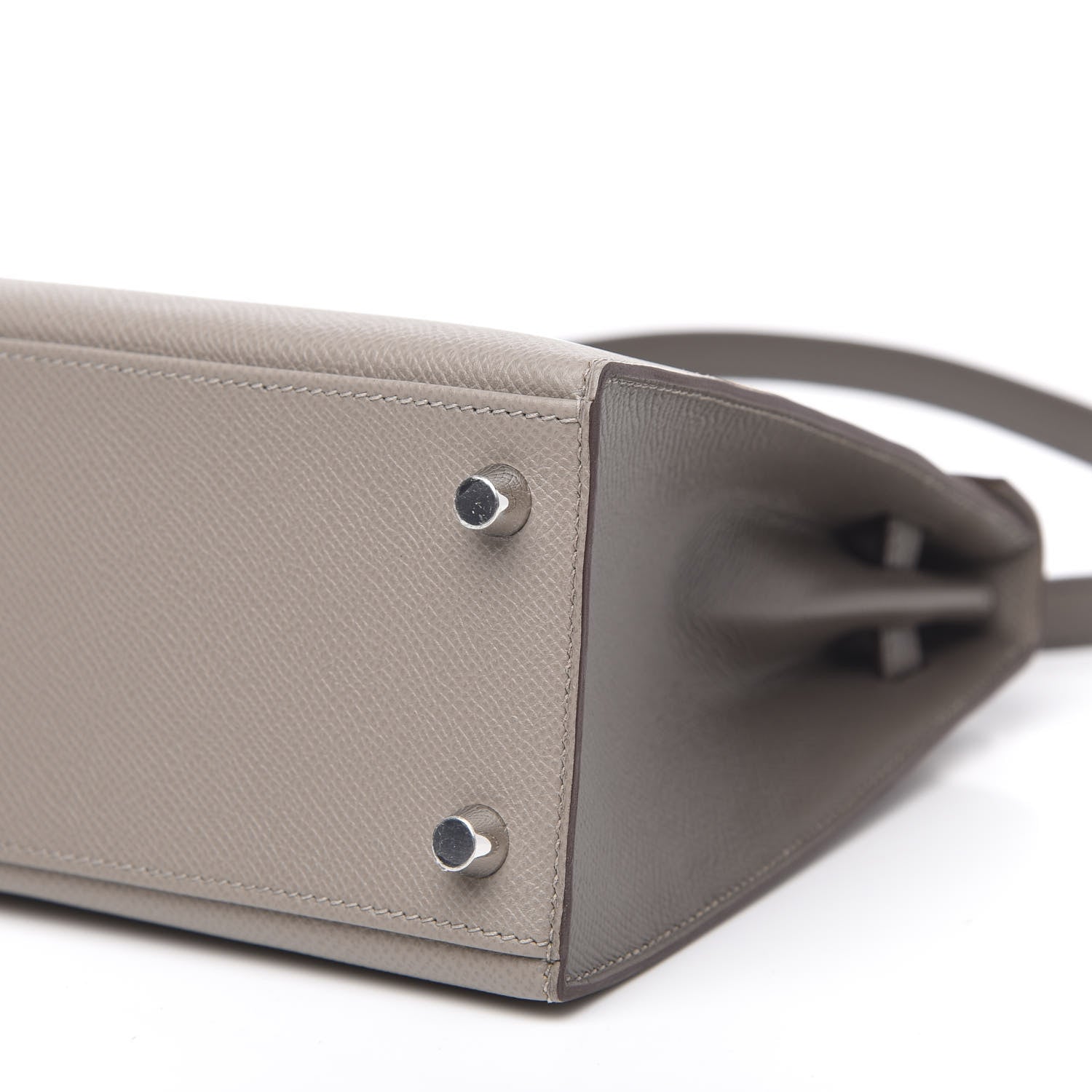 Hermes Epsom Bi-Color Horseshoe Kelly Sellier 25 Gris Mouette Etain 9 of 10