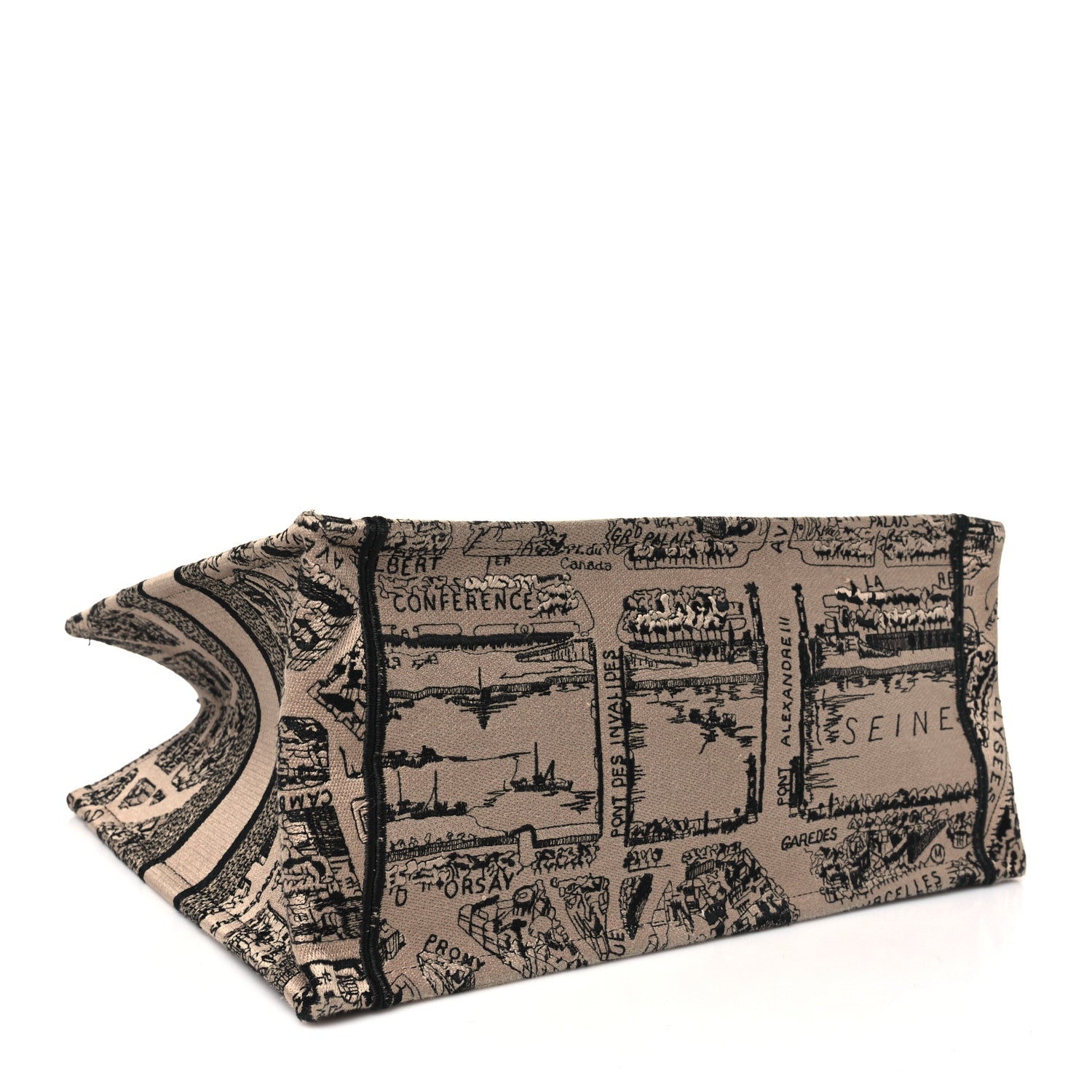Christian Dior Canvas Embroidered Medium Plan De Paris Book Tote Beige Multi 4 of 10