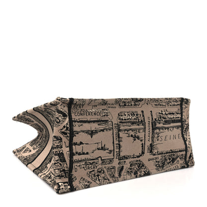 Christian Dior Canvas Embroidered Medium Plan De Paris Book Tote Beige Multi 4 of 10