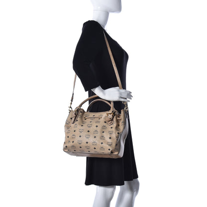 MCM Visetos Drawstring Bucket Bag Beige 2 of 13