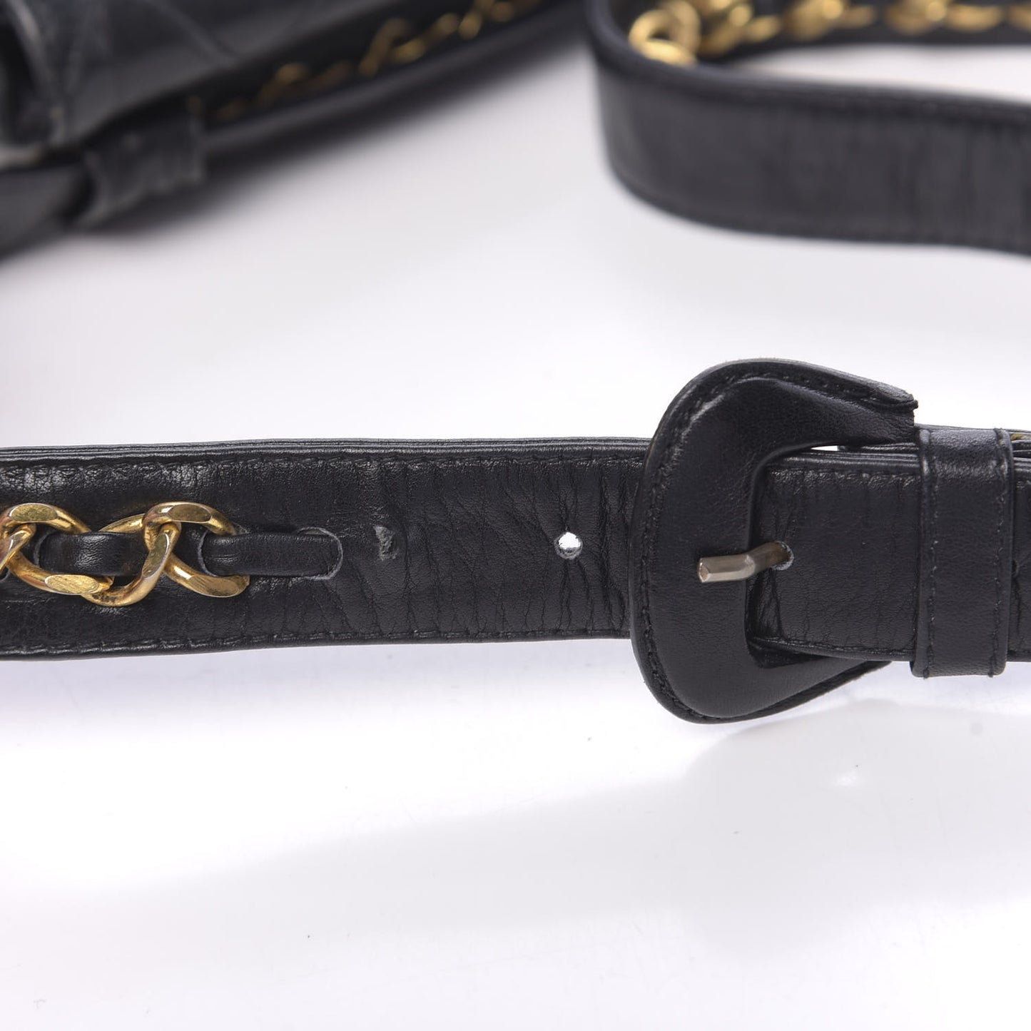 Calfskin Diamond Embossed Flap Waist Belt Bag Black