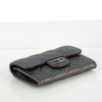Chanel Metallic Lambskin Quilted Card Holder Dark Purple 3 of 8