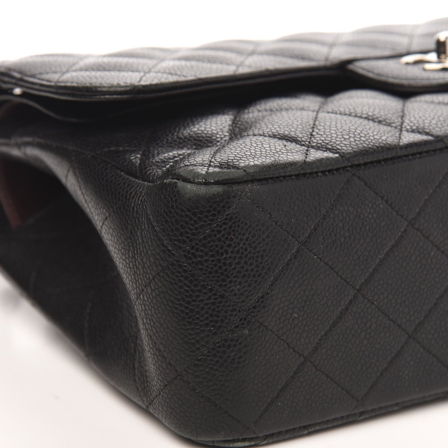 Caviar Quilted Jumbo Double Flap Black