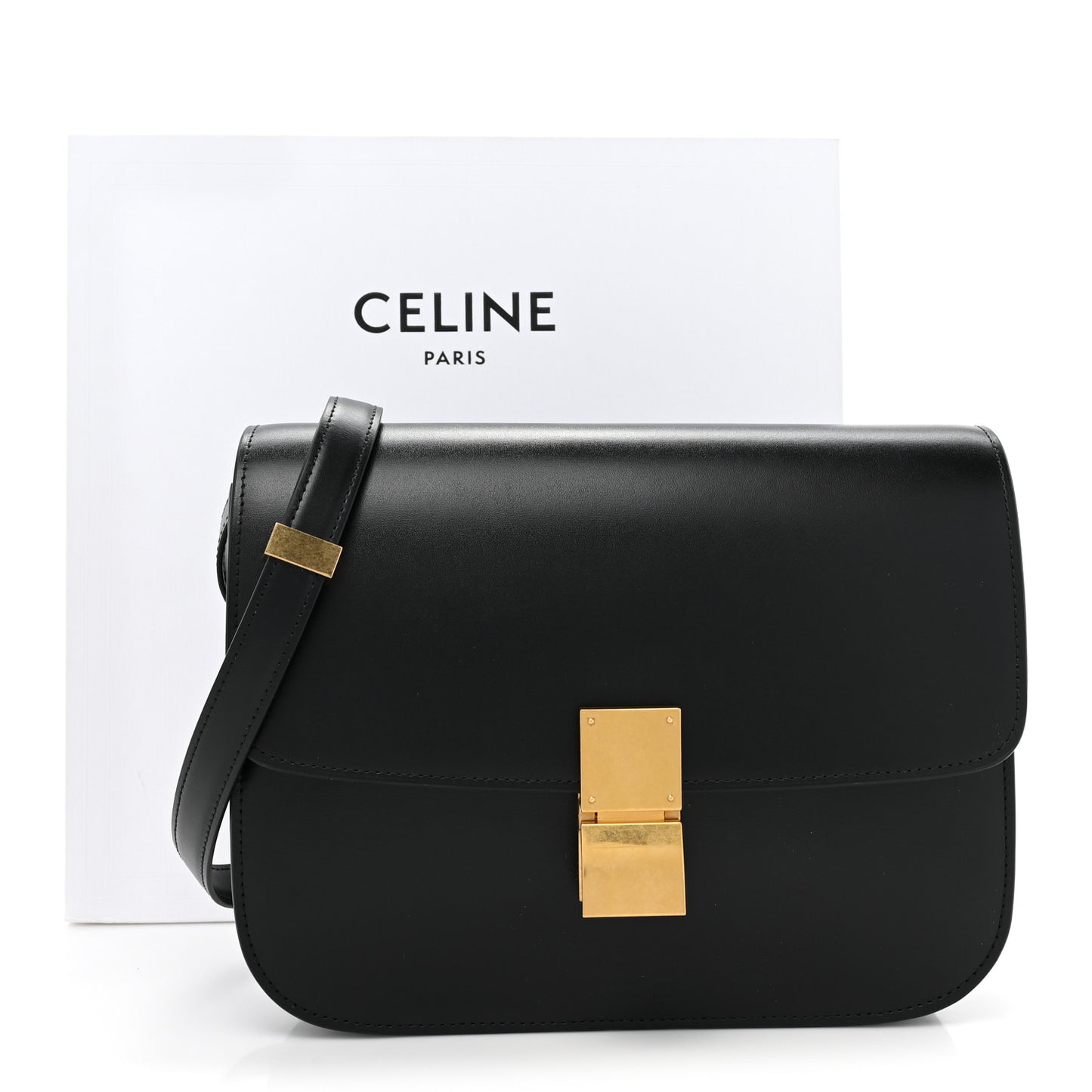Box Calfskin Medium Classic Box Flap Bag Black