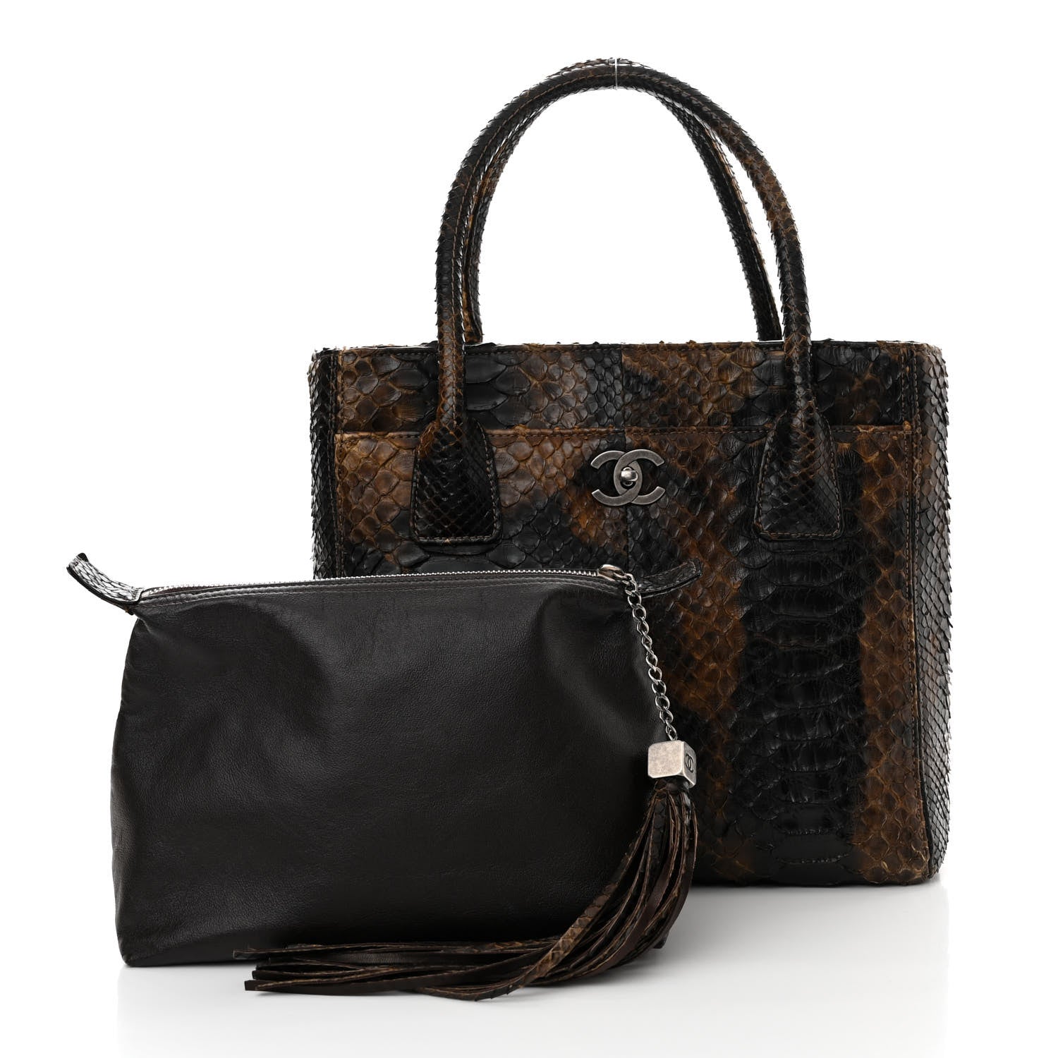 Chanel Snakeskin Executive Cerf Shopper Tote Dark Brown 3 of 16