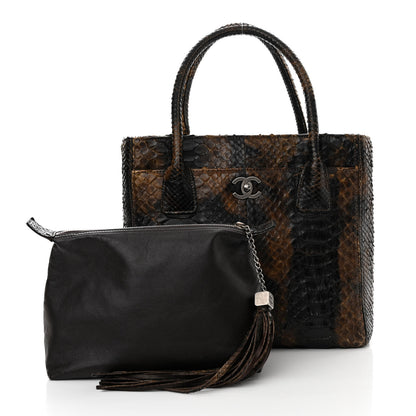 Chanel Snakeskin Executive Cerf Shopper Tote Dark Brown 3 of 16