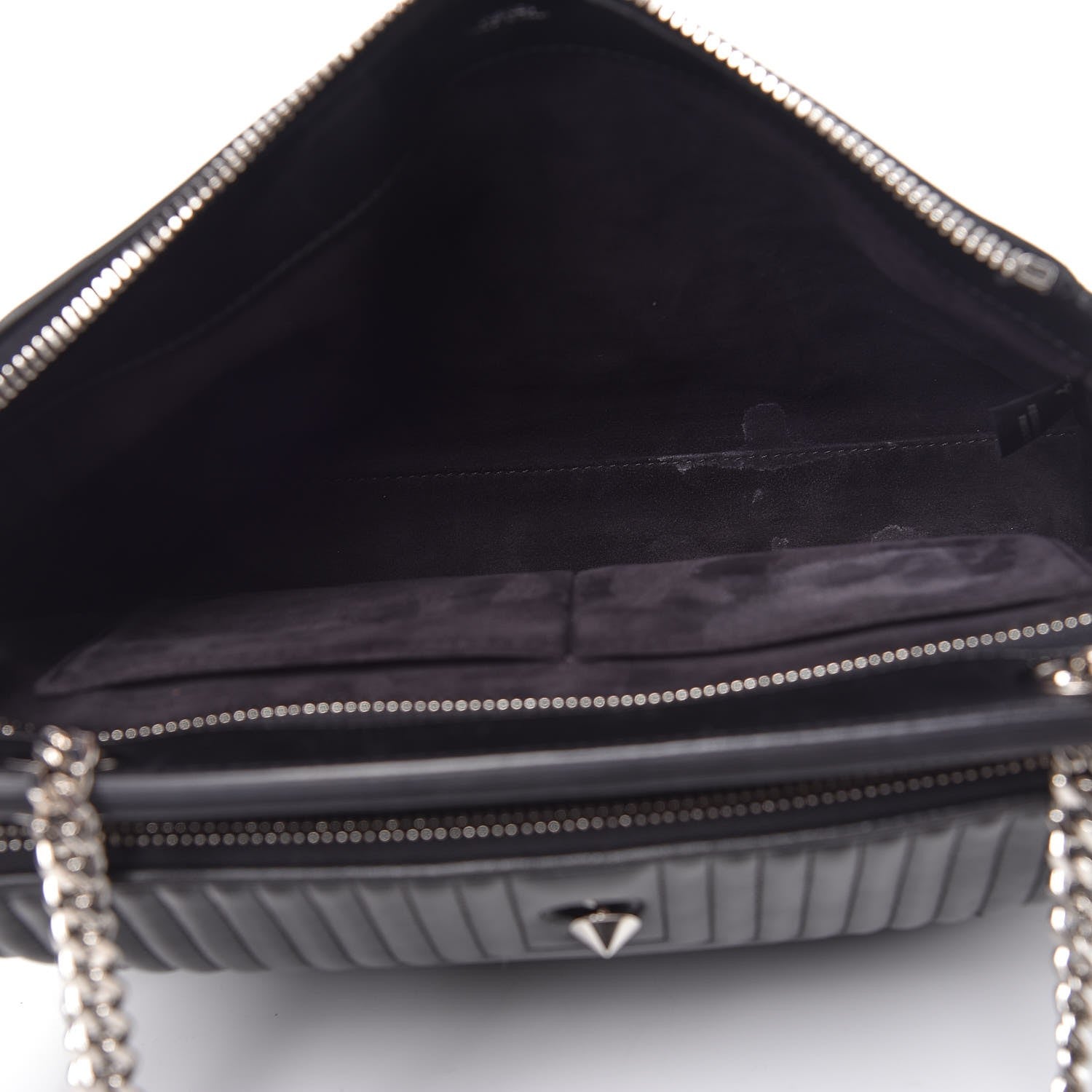 Fendi Shiny Nappa Trapuntata DotCom Chain Satchel Black 7 of 12