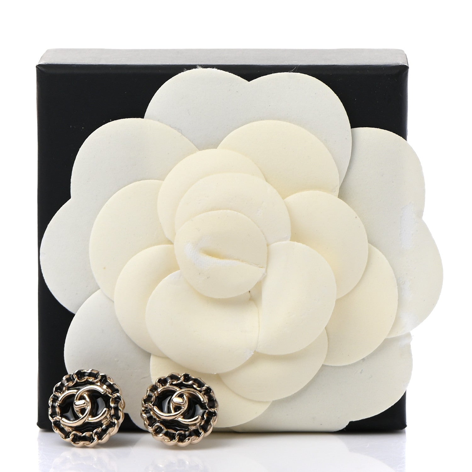 Chanel Metal Enamel CC Chain Turnlock Earrings Gold Black 5 of 5