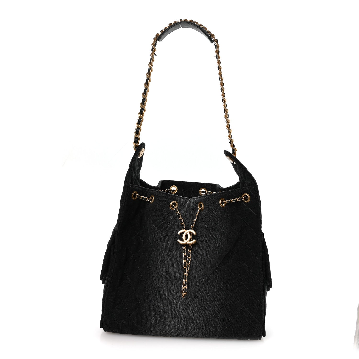 Chanel Washed Denim Quilted Medium Chanel 25 Handbag Black 1 of 11