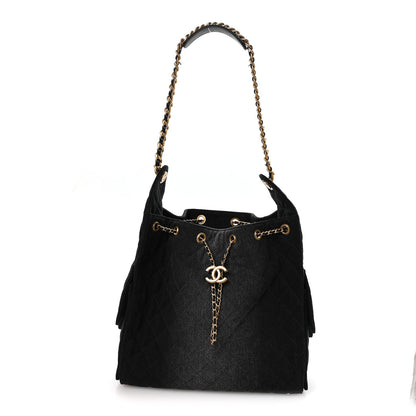 Chanel Washed Denim Quilted Medium Chanel 25 Handbag Black 1 of 11