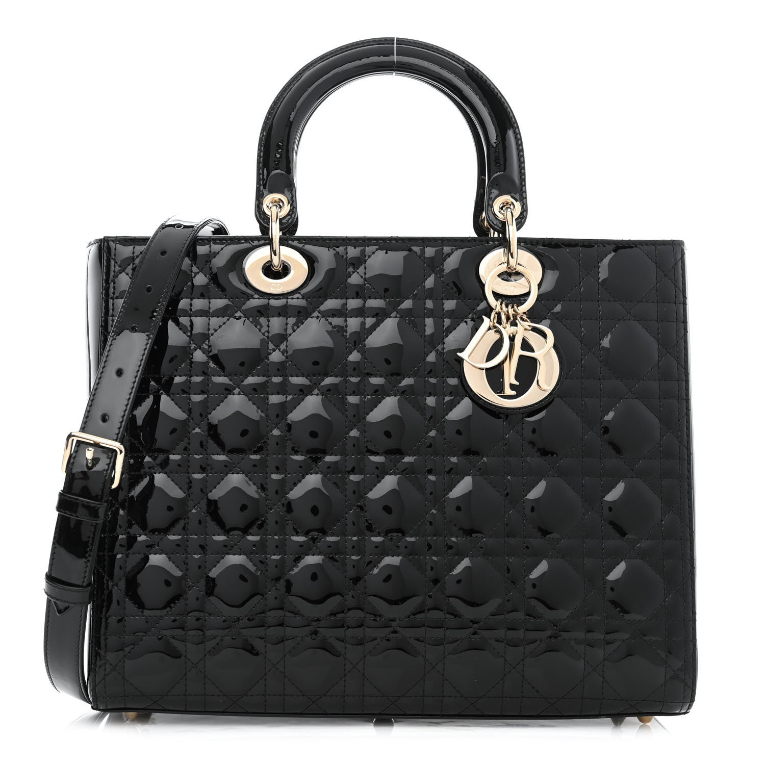 Christian Dior Patent Cannage Large Lady Dior Black 1 of 8