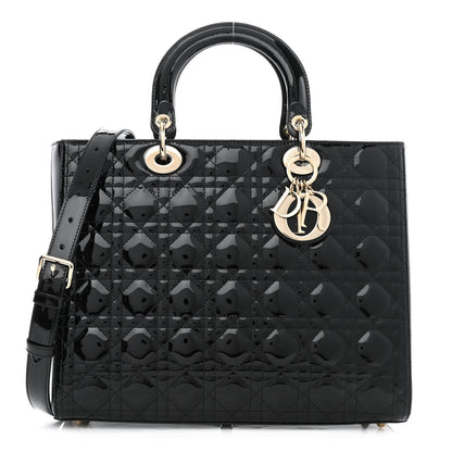 Christian Dior Patent Cannage Large Lady Dior Black 1 of 8