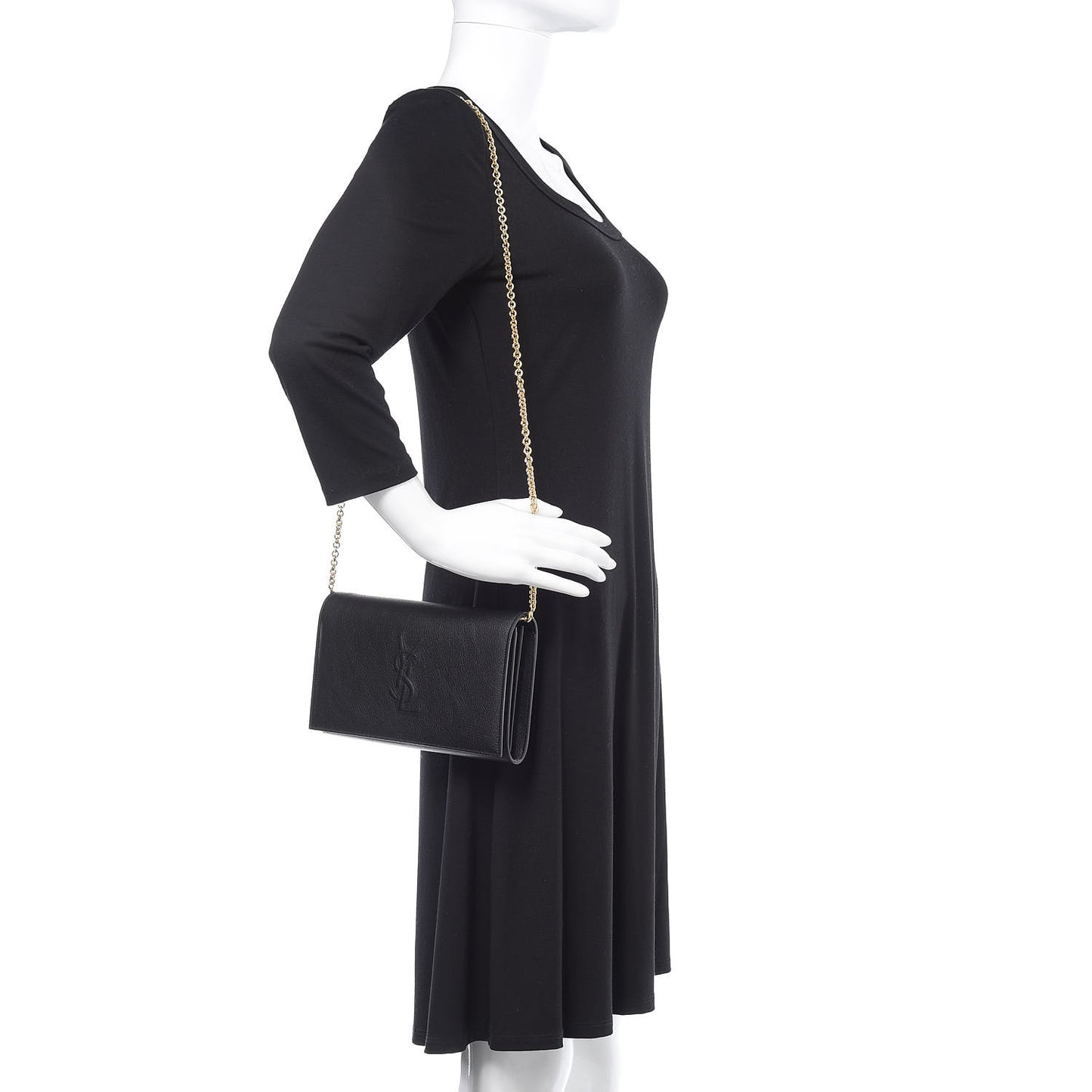 Calfskin Monogram Belle de Jour Chain Clutch Black