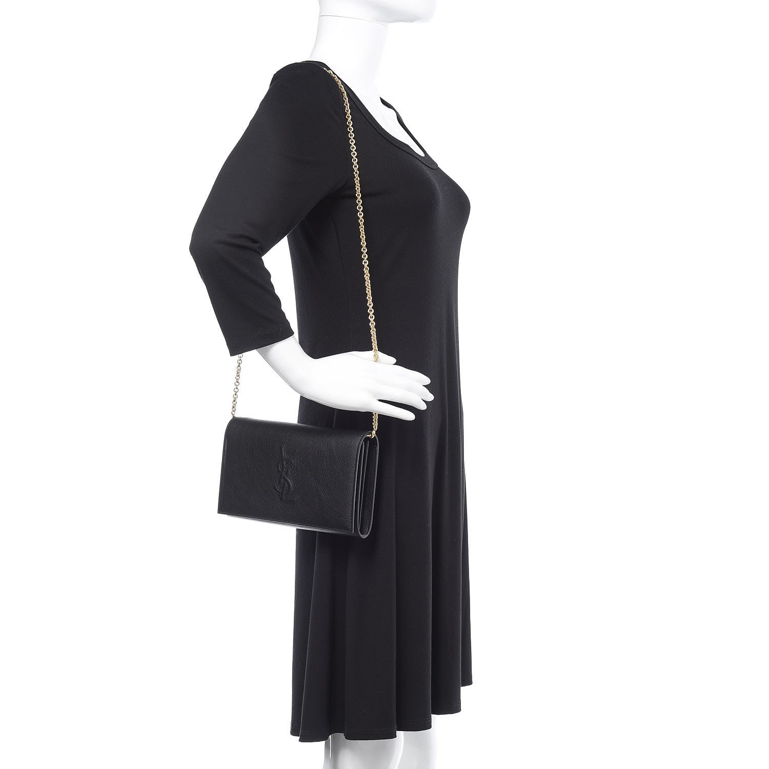 Saint Laurent Calfskin Monogram Belle de Jour Chain Clutch Black 2 of 10