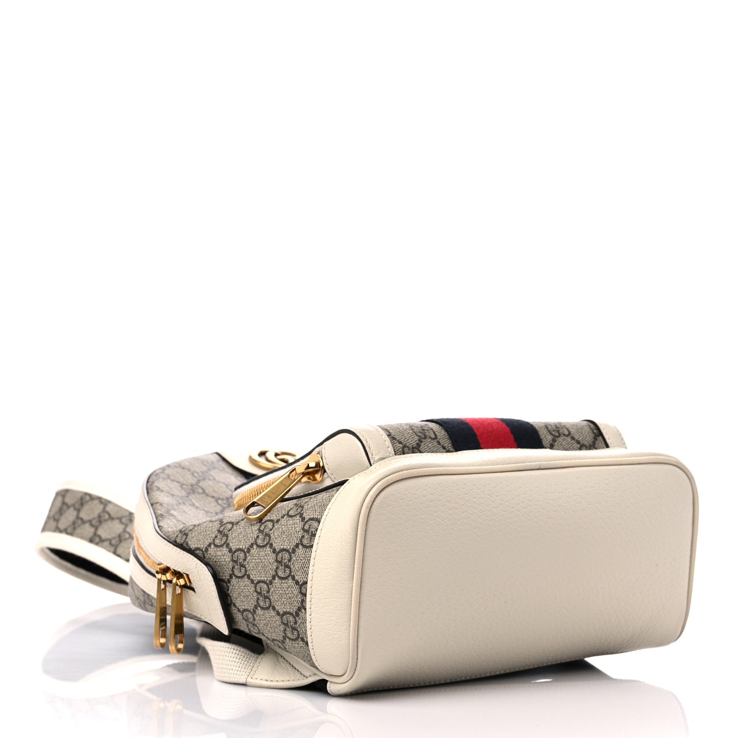 GG Supreme Monogram Textured Calfskin Web Small Ophidia Day Backpack Beige Ebony Mystic White