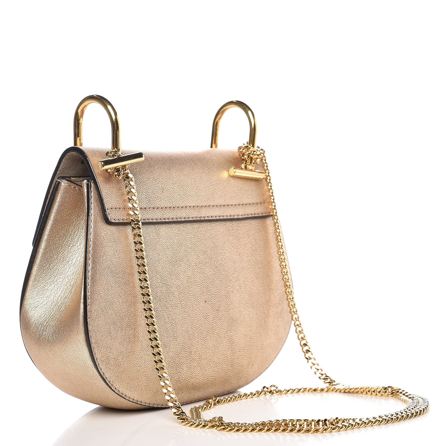Chloe Metallic Goatskin Mini Drew Shoulder Bag Abstract Gold 3 of 6