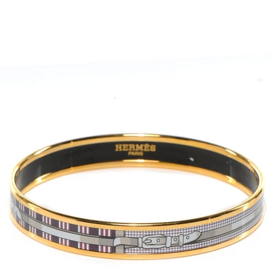 Hermes Enamel Narrow Printed Buckle Bracelet 65 1 of 5
