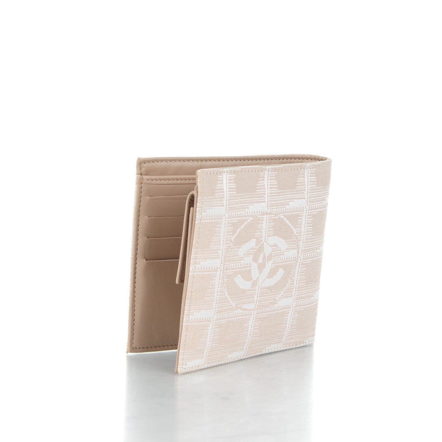 Chanel Nylon Travel Bi-Fold Wallet Beige 3 of 8