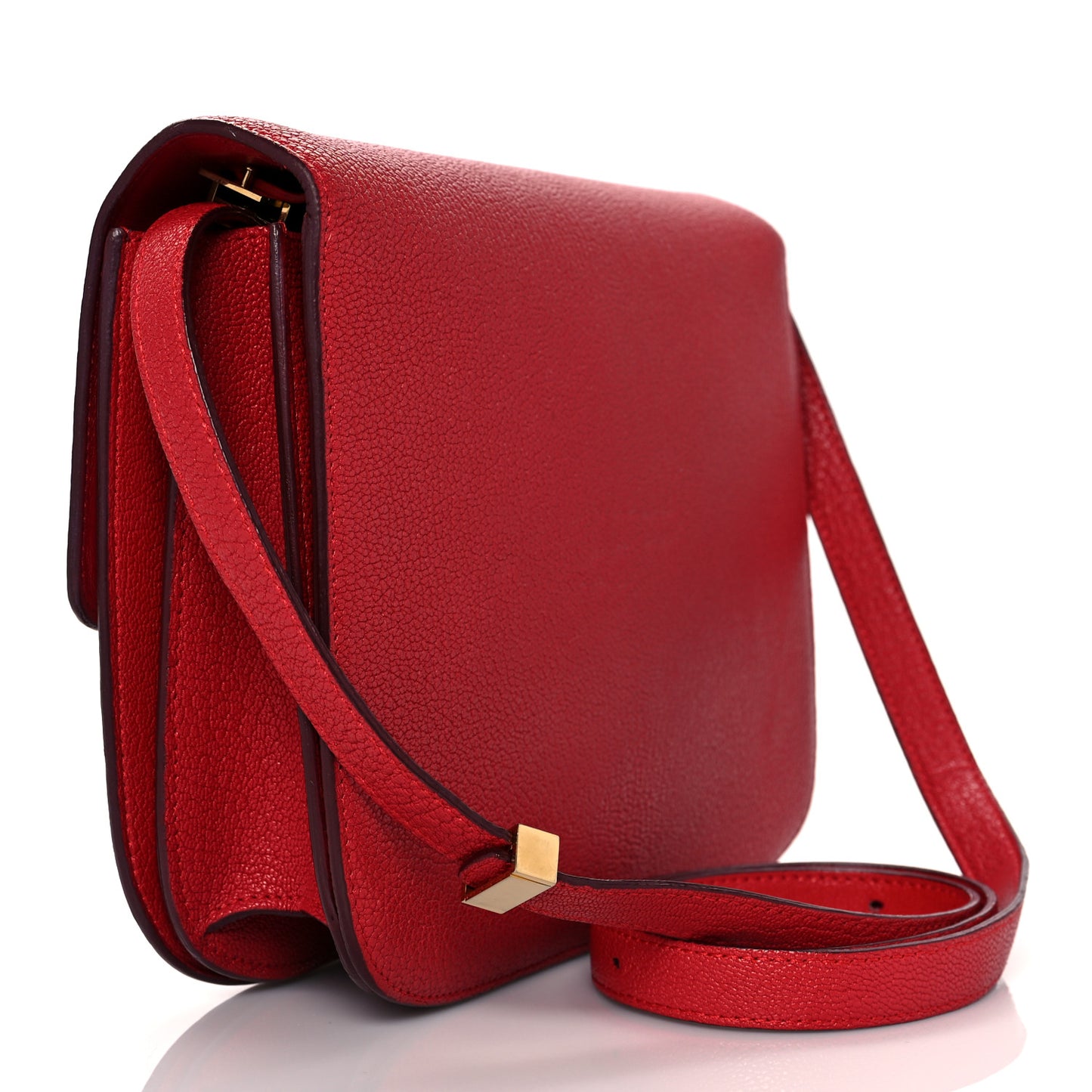 Goatskin Medium Classic Box Flap Bag Carmin