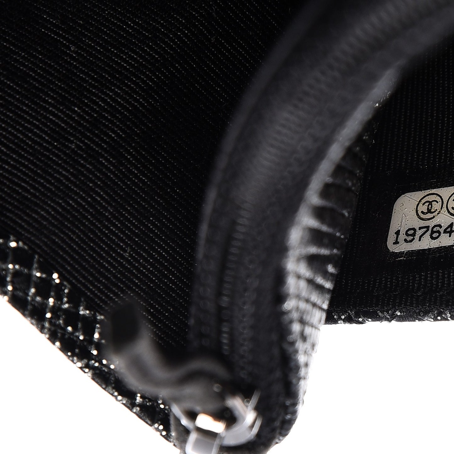 Glitter Calfskin Quilted Wallet on Chain WOC Black Silver